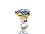Yellow gold Fancy Blue Heart  Diamond Prong Setting with Side Stones on a Pave Band_140