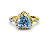 Yellow gold Fancy Blue Heart  Diamond Solitaire Ring with Shared Prong Pavé Band_66