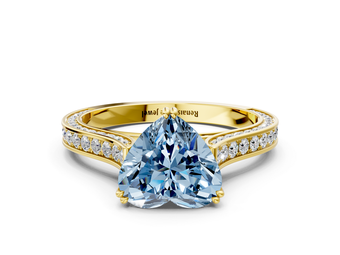Yellow gold Fancy Blue Heart  Diamond Solitaire with Pave Band and Six-Prong Setting_20