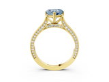 Yellow gold Fancy Blue Heart  Diamond Solitaire with Pave Band and Six-Prong Setting_23