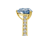 Yellow gold Fancy Blue Heart  Diamond Solitaire with Pave Band and Six-Prong Setting_25