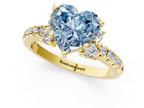 Yellow gold Fancy Blue Heart  Diamond Three-Stone Pave Band with Four-Prong Setting_21