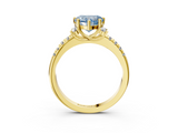 Yellow gold Fancy Blue Heart  Diamond Three-Stone Pave Band with Four-Prong Setting_23