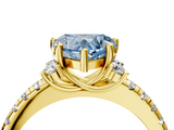 Yellow gold Fancy Blue Heart  Diamond Three-Stone Pave Band with Four-Prong Setting_24