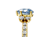 Yellow gold Fancy Blue Heart  Diamond Three-Stone Pave Band with Four-Prong Setting_25