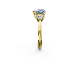 Yellow gold Fancy Blue Heart  Diamond Three-Stone Ring with Trapezoid Side Stones and Prong Setting_19