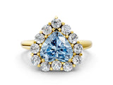 Yellow gold Fancy Blue Heart  Halo Cluster Diamond Engagement Ring with Prong Setting and Polished Band_20