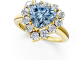 Yellow gold Fancy Blue Heart  Halo Cluster Diamond Engagement Ring with Prong Setting and Polished Band_21