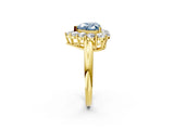 Yellow gold Fancy Blue Heart  Halo Cluster Diamond Engagement Ring with Prong Setting and Polished Band_22