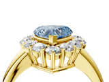 Yellow gold Fancy Blue Heart  Halo Cluster Diamond Engagement Ring with Prong Setting and Polished Band_24