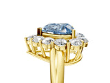 Yellow gold Fancy Blue Heart  Halo Cluster Diamond Engagement Ring with Prong Setting and Polished Band_25