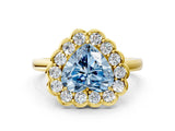 Yellow gold Fancy Blue Heart  Halo Cluster Diamond Engagement Ring with Solitaire Band and Prong Setting_49