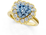 Yellow gold Fancy Blue Heart  Halo Cluster Diamond Engagement Ring with Solitaire Band and Prong Setting_50
