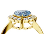Yellow gold Fancy Blue Heart  Halo Cluster Diamond Engagement Ring with Solitaire Band and Prong Setting_53
