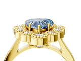Yellow gold Fancy Blue Heart  Halo Diamond Cluster Engagement Ring with Milgrain Bezel Setting and Solitaire Band_67