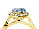 Yellow gold Fancy Blue Heart  Halo Diamond Engagement Ring with Filigree Band and Four-Prong Setting_85