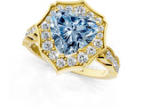 Yellow gold Fancy Blue Heart  Halo Diamond Engagement Ring with Milgrain Band and Four-Prong Setting_38