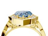 Yellow gold Fancy Blue Heart  Halo Diamond Engagement Ring with Milgrain Band and Four-Prong Setting_41