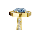 Yellow gold Fancy Blue Heart  Halo Diamond Engagement Ring with Milgrain Band and Four-Prong Setting_42