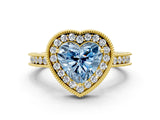 Yellow gold Fancy Blue Heart  Halo Diamond Engagement Ring with Milgrain Pave Band and Four-Prong Setting_12