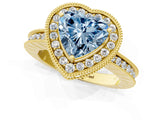 Yellow gold Fancy Blue Heart  Halo Diamond Engagement Ring with Milgrain Pave Band and Four-Prong Setting_13