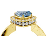 Yellow gold Fancy Blue Heart  Halo Diamond Engagement Ring with Milgrain Pave Band and Four-Prong Setting_19