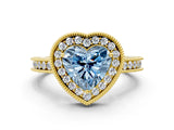 Yellow gold Fancy Blue Heart  Halo Diamond Engagement Ring with Milgrain Pave Band and Four-Prong Setting_39