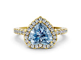 Yellow gold Fancy Blue Heart  Halo Diamond Engagement Ring with Pavé Band and Four-Prong Setting_63