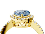Yellow gold Fancy Blue Heart  Halo Diamond Engagement Ring with Pavé Band and Four-Prong Setting_67