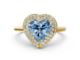 Yellow gold Fancy Blue Heart  Halo Diamond Engagement Ring with Solitaire Band and Four-Prong Setting_20