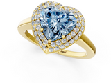 Yellow gold Fancy Blue Heart  Halo Diamond Engagement Ring with Solitaire Band and Four-Prong Setting_21