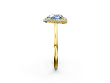 Yellow gold Fancy Blue Heart  Halo Diamond Engagement Ring with Solitaire Band and Four-Prong Setting_22