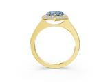 Yellow gold Fancy Blue Heart  Halo Diamond Engagement Ring with Solitaire Band and Four-Prong Setting_23