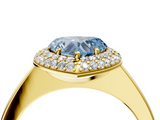 Yellow gold Fancy Blue Heart  Halo Diamond Engagement Ring with Solitaire Band and Four-Prong Setting_24