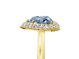 Yellow gold Fancy Blue Heart  Halo Diamond Engagement Ring with Solitaire Band and Four-Prong Setting_25