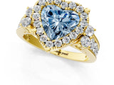 Yellow gold Fancy Blue Heart  Halo Diamond Engagement Ring with Split Shank and Four-Prong Setting_44