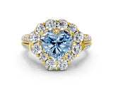 Yellow gold Fancy Blue Heart  Halo Diamond Engagement Ring with Split Shank and Prong Setting_66