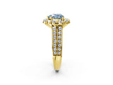 Yellow gold Fancy Blue Heart  Halo Diamond Engagement Ring with Split Shank and Prong Setting_68