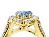Yellow gold Fancy Blue Heart  Halo Diamond Engagement Ring with Split Shank and Prong Setting_70