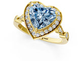 Yellow gold Fancy Blue Heart  Halo Diamond Engagement Ring with Twisted Band and Four-Prong Setting 2