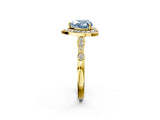 Yellow gold Fancy Blue Heart  Halo Diamond Engagement Ring with Twisted Band and Four-Prong Setting 3