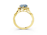 Yellow gold Fancy Blue Heart  Halo Diamond Engagement Ring with Twisted Band and Four-Prong Setting 4