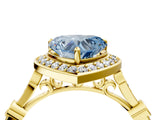 Yellow gold Fancy Blue Heart  Halo Diamond Engagement Ring with Twisted Band and Four-Prong Setting 5