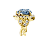 Yellow gold Fancy Blue Heart  Halo Diamond Engagement Ring with Vintage-Inspired Band and Four-Prong Setting_8