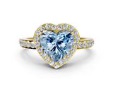 Yellow gold Fancy Blue Heart  Halo Diamond Pavé Band Ring with Prong Setting_20