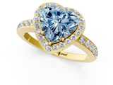 Yellow gold Fancy Blue Heart  Halo Diamond Pavé Band Ring with Prong Setting_21