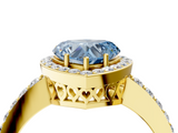 Yellow gold Fancy Blue Heart  Halo Diamond Pavé Band Ring with Prong Setting_24