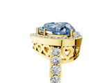 Yellow gold Fancy Blue Heart  Halo Diamond Pavé Band Ring with Prong Setting_25