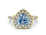 Yellow gold Fancy Blue Heart  Halo Diamond Pavé Solitaire Ring_55