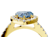 Yellow gold Fancy Blue Heart  Halo Diamond Pavé Solitaire Ring_59